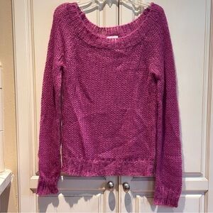 Old Navy Sheer Sweater pink purple long sleeves size M acrylic nylon mohair